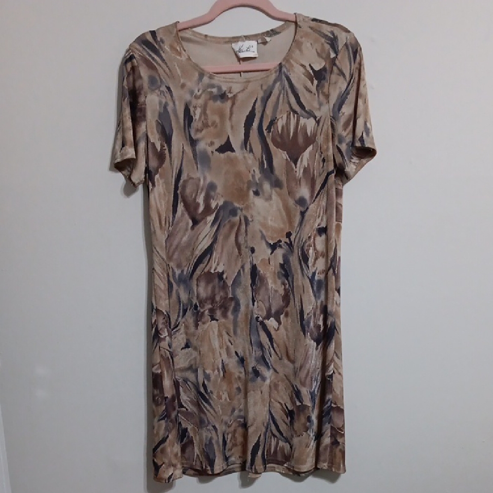 Tan Floral Dress 23"-28" Stretch Ptp